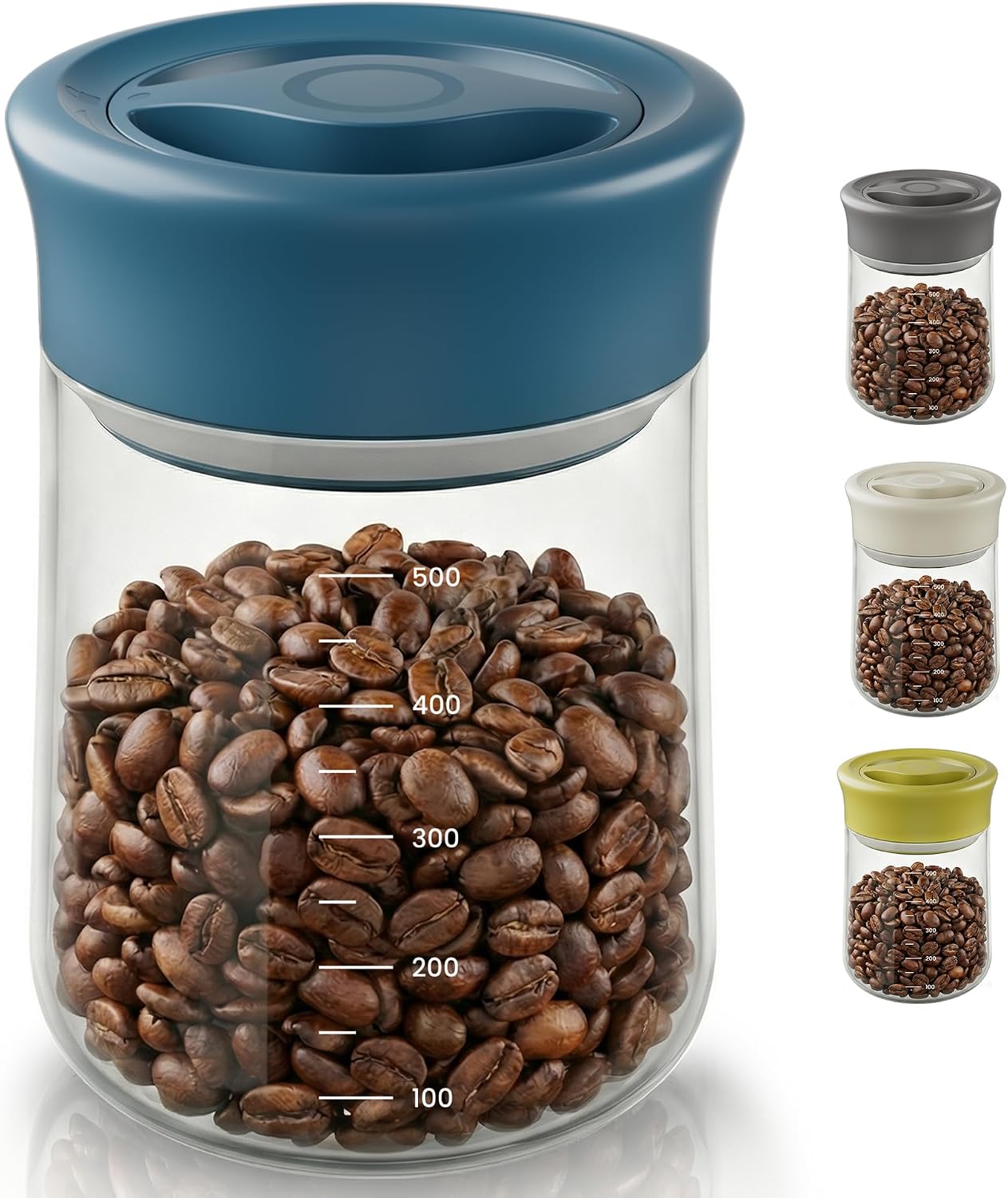 LAKUMIQI Wide Mouth Overnight Oats Jar with Airtight Lids 17oz Blue