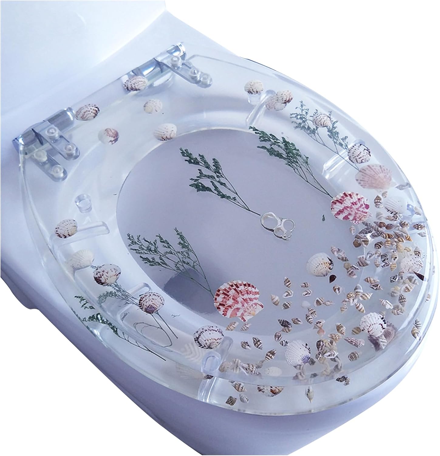 Toilet seat soft close toilet seat Heavy-Duty Toilet Seat, Transparent Resin Silent, Thickened Toilet Cover Toilet Seat, Easy to Install, Easy to Clean, Slow Close Toilet Seat with Cover, for U/V/O Ty