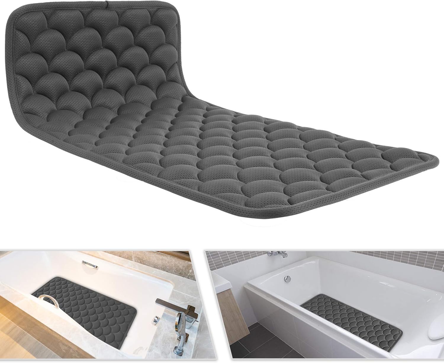 Idle Hippo 3D Air Mesh Bath Tub Shower Mat Non-Slip Bathtub Mat with Strong Suction Cups Extra Thick Comfortable Bathroom Mat Machine Washable Tub Mat, Grey : Home & Kitchen