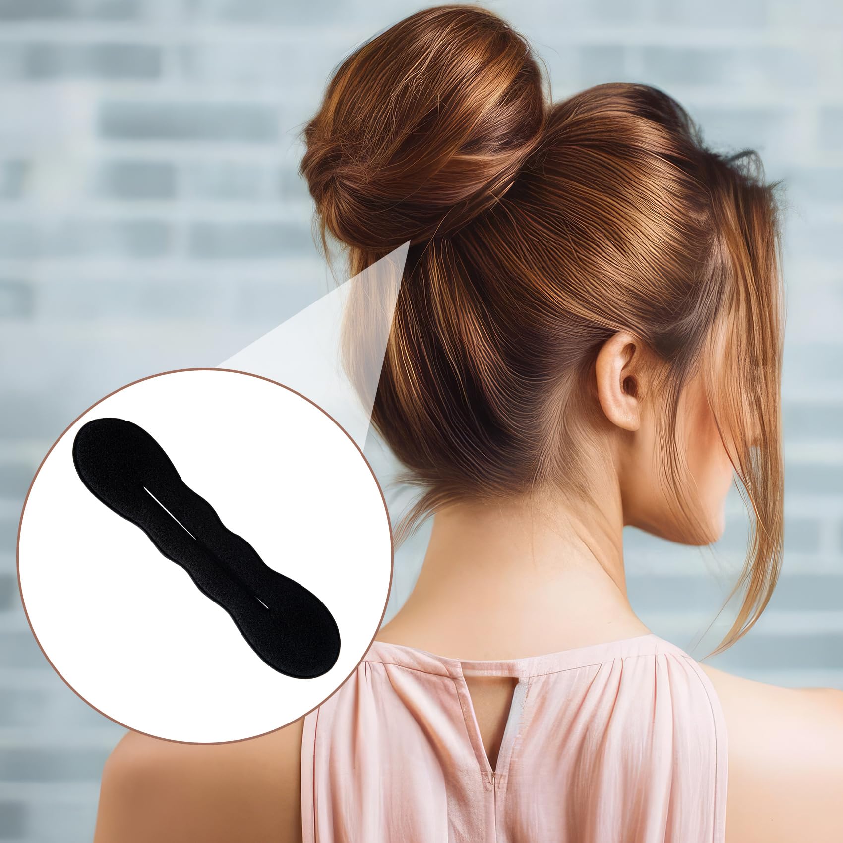 3 accessori per chignon, 2 misure, in spugna, per acconciare i capelli lunghi, ricci e lisci, colore nero