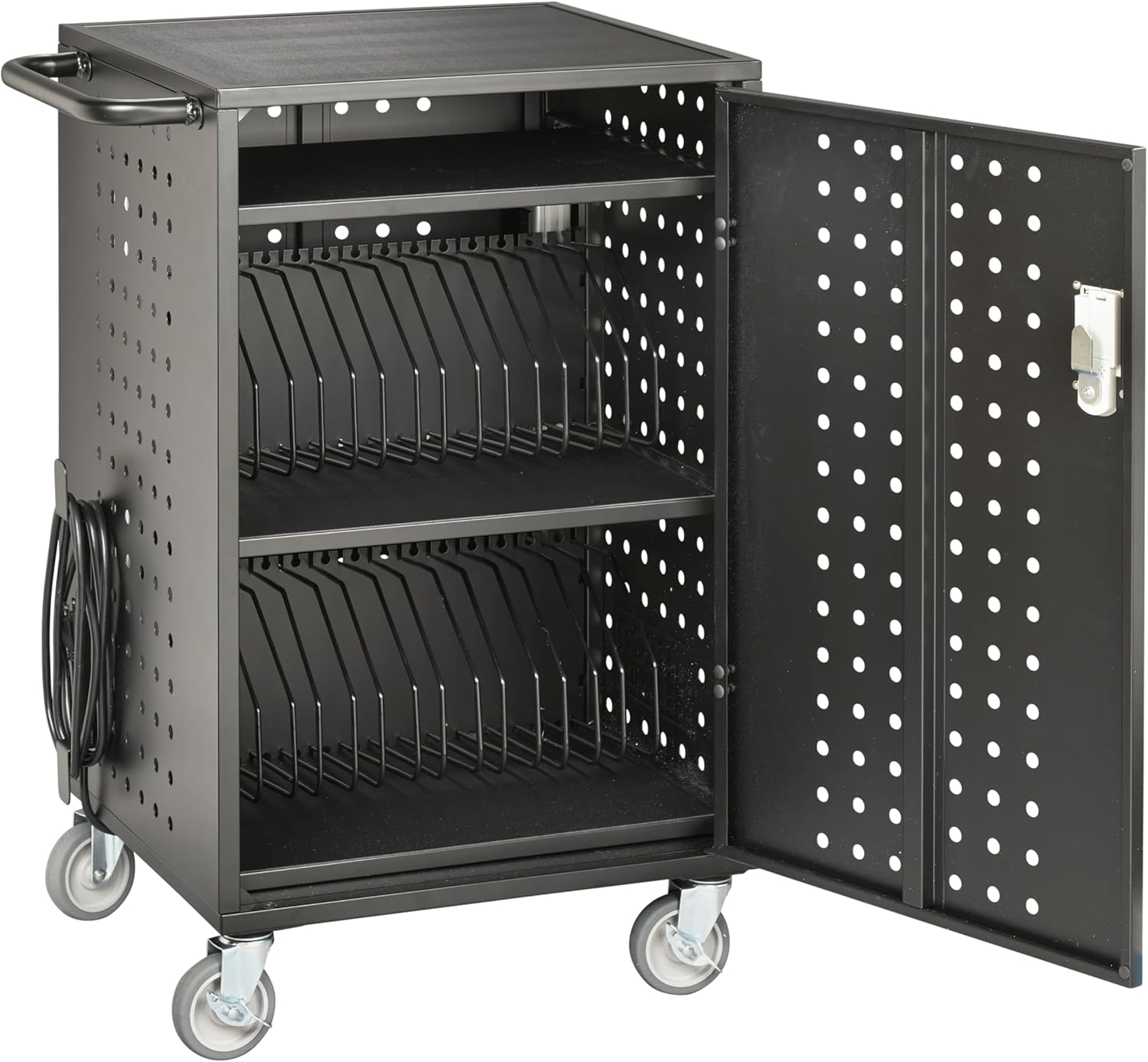 ECR4Kids 30-Bay Charging Cart, Classroom Storage, Black