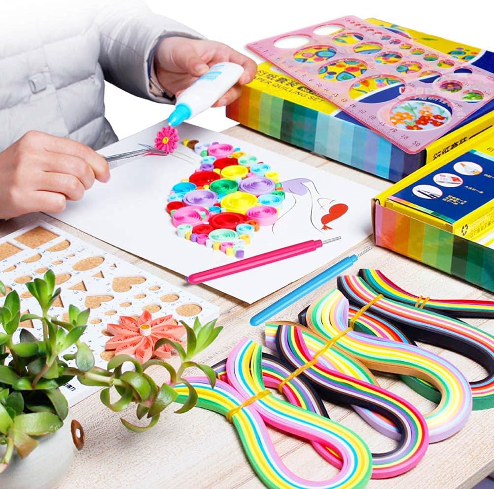 6 PCS Paper Quilling Tools with Quilling Ruler, Rolling Curling Quilling Needle Pen for Art Craft DIY Paper Cardmaking Project
