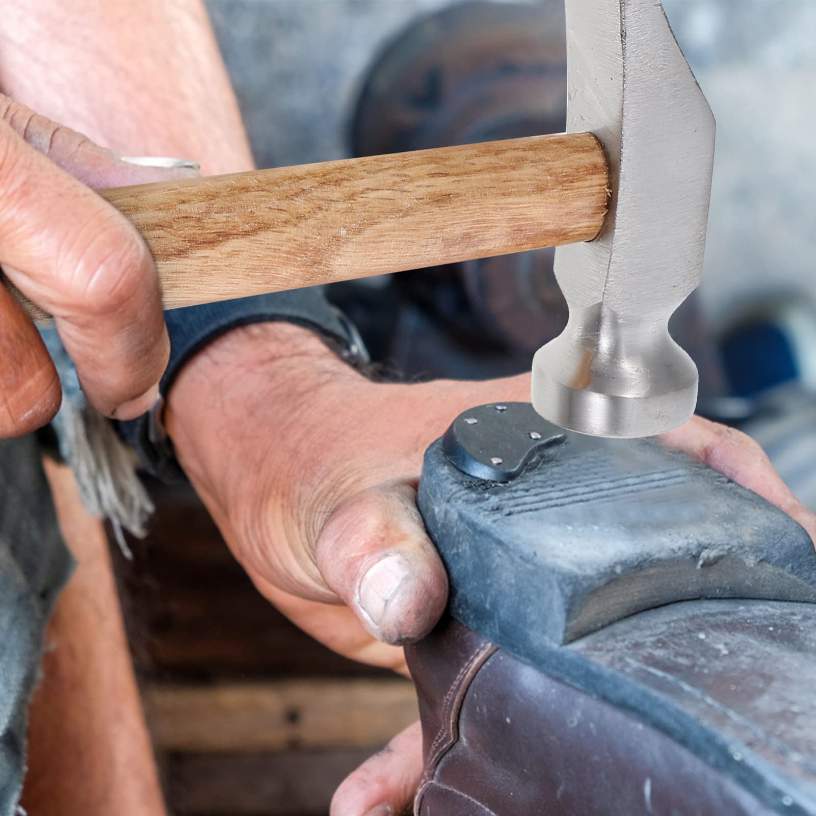 IWOWHERO Household Hammer Wooden Handle Mini Steel Hammer Multi-function Tool for Shoe Repair Leather Craft General Use