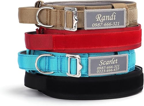 Miniatura 4 de Collar táctico personalizado para perro con nombre y número de teléfono, collar de perro personalizado con asa para entrenamiento de perros medianos