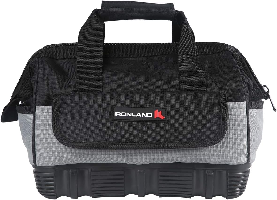 Tool Bag Wide Mouth with Multi-Compartment Pockets, Organizer Bag with Adjustable Shoulder Strap (12'')