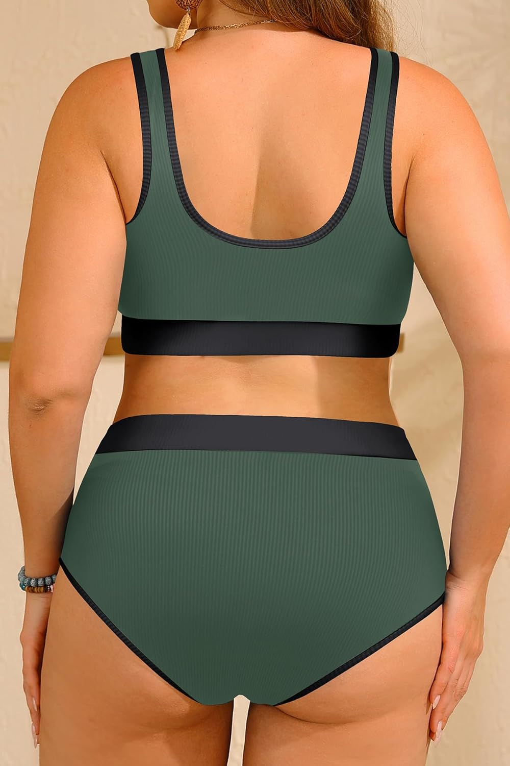 Tempt Me Women Plus Size High Waisted Bikini Set Two Piece Swimsuit Full Coverage Sporty 2 Piece Bathing Suits