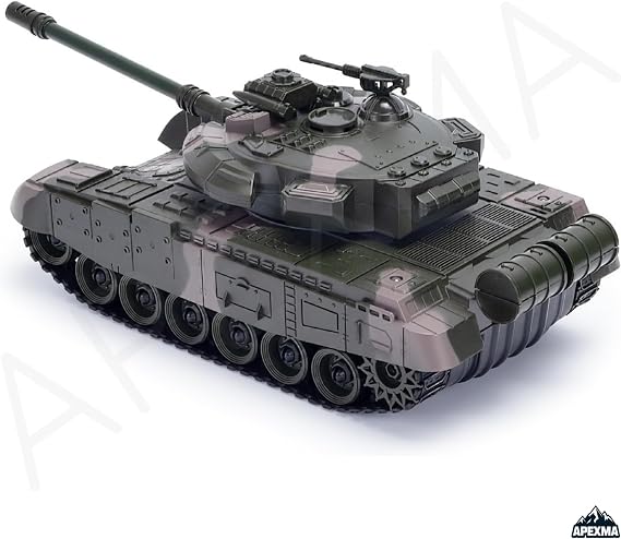 Oyuncak 2.4GHz Uzaktan Kumandalı Paletli Rc Tank Şarjlı Işıklı Sesli Gövdesi 360° Dönen Askeri Tank