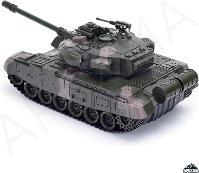 Oyuncak 2.4GHz Uzaktan Kumandalı Paletli Rc Tank Şarjlı Işıklı Sesli Gövdesi 360° Dönen Askeri Tank