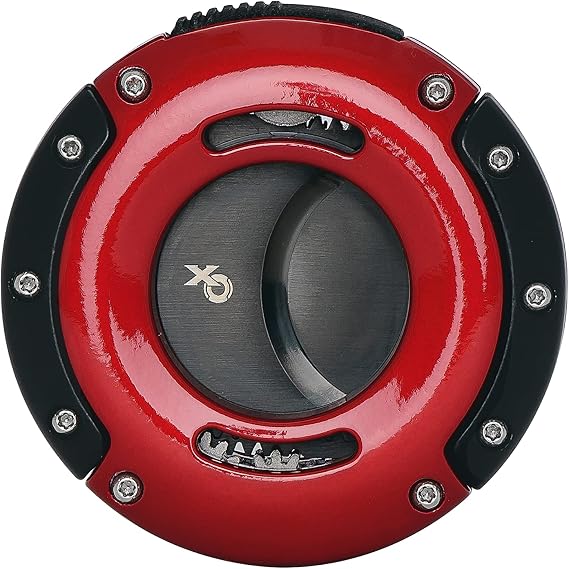 Xikar XO Double Guillotine Cigar Cutter, Dual Stainless Steel Blades, 64 RG, Black Blades (Black and Red)