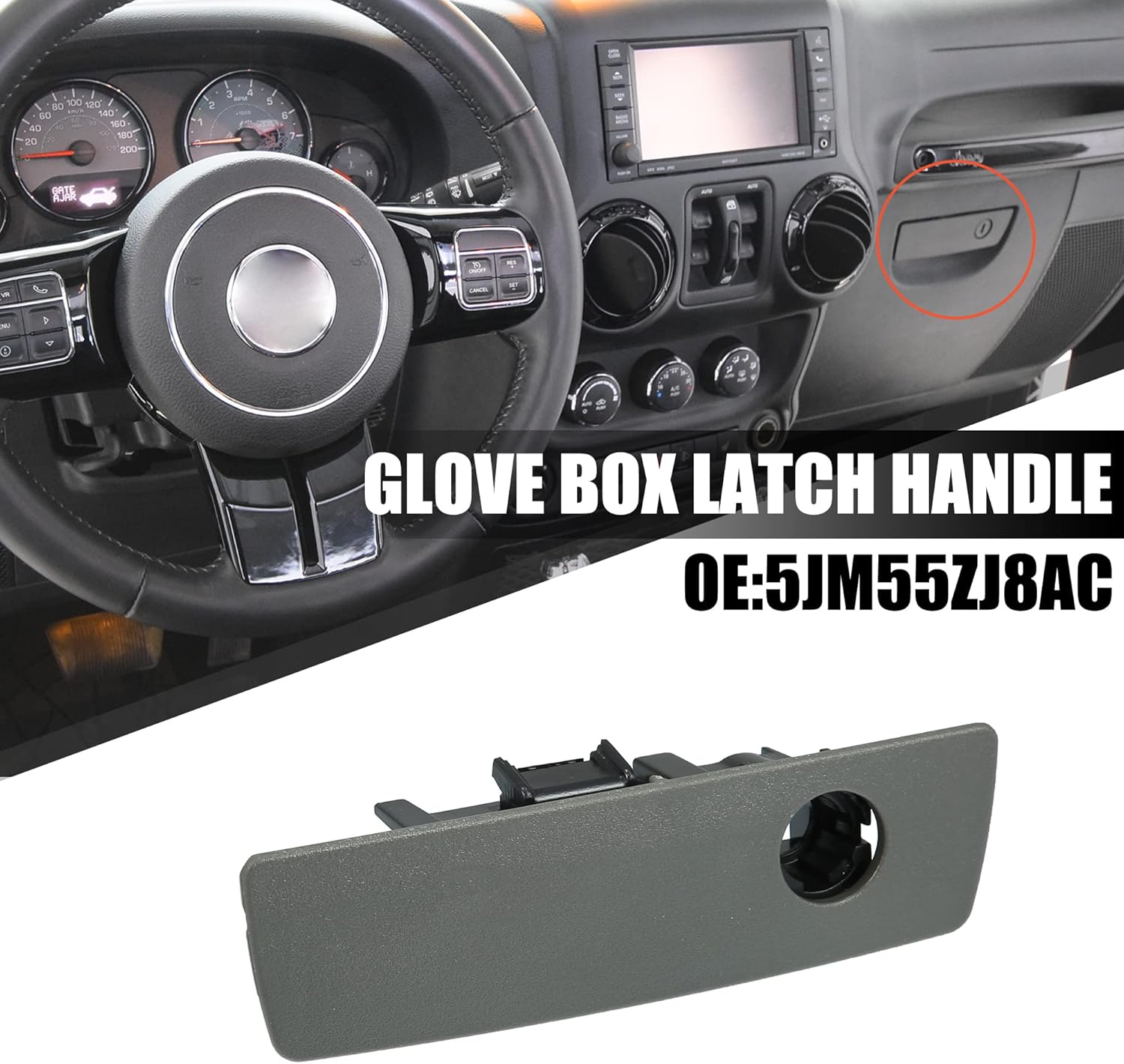 X AUTOHAUX 5JM55ZJ8AC Glove Box Latch for Jeep Wrangler JK 2007-2018 Commander 2006-2010 Grand Cherokee 2005-2010 for Dodge Grand Caravan for Chrysler Town & Country 08-10 Dark Gray