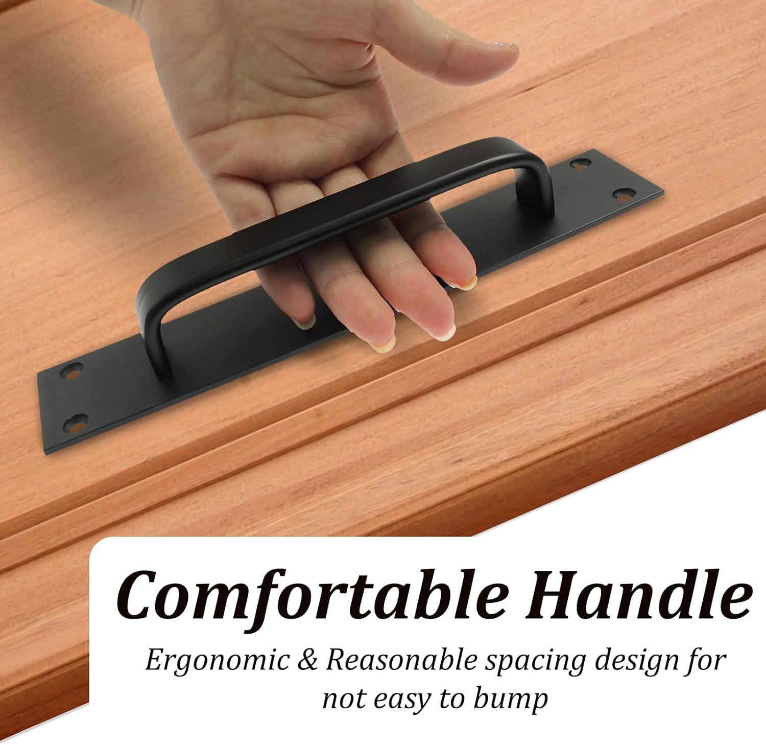 Jiozermi 2 Pack Sliding Barn Door Handle, 7.9 Inch Gate Door Handle, Aluminium Alloy Door Pull Handle for Sliding Barn Door Gate Cabinet Closet Drawer Garage Shed, Black