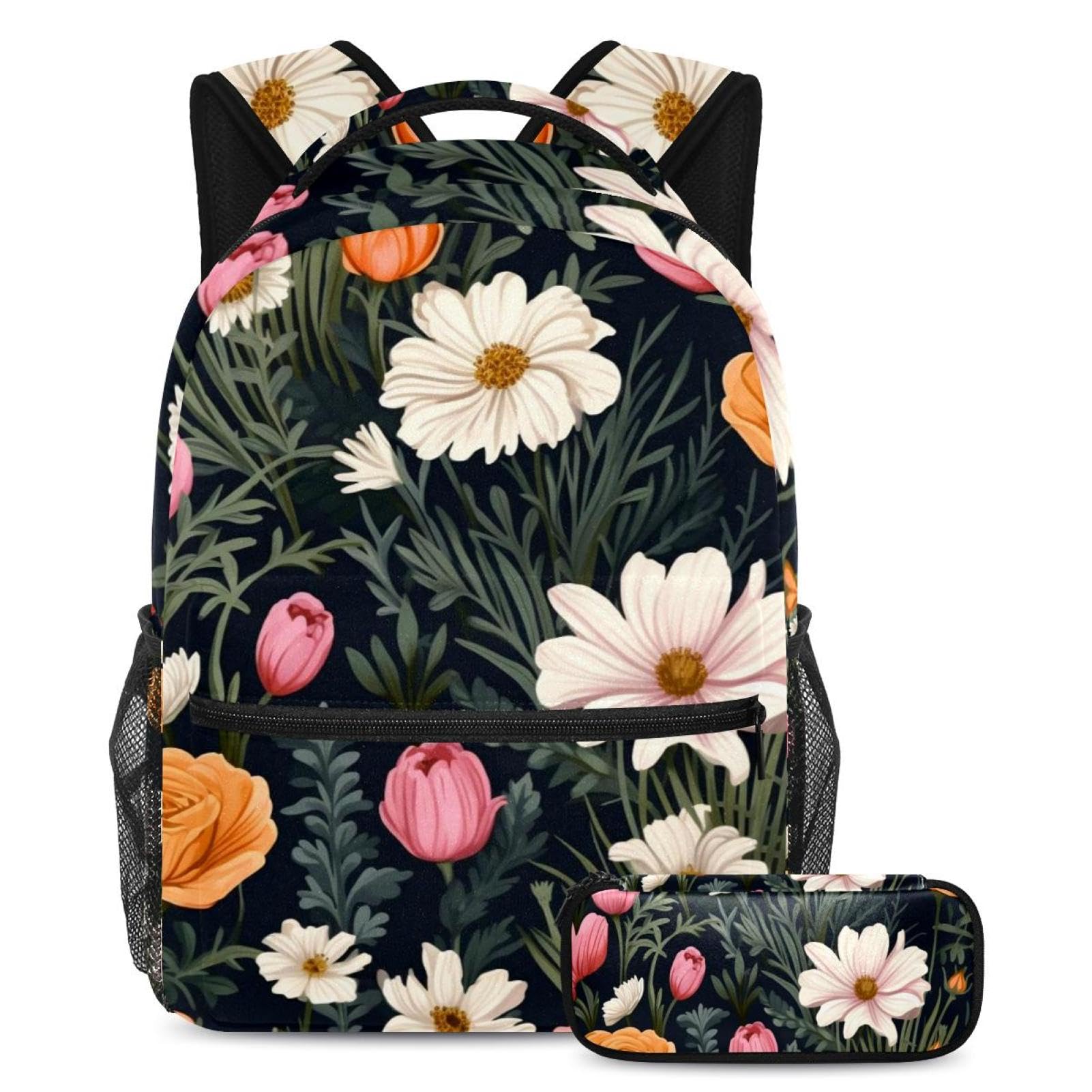 Sac à dos avec trousse à crayons élégant ensemble multicolore de 2 pièces