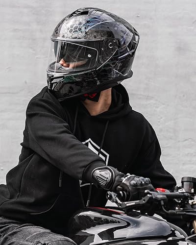 Miniatura 7 de ILM - Cascos de motocicleta con certificación DOT y ECE, con visera doble, para carreras callejeras, de cara completa, para deportes motorizados,