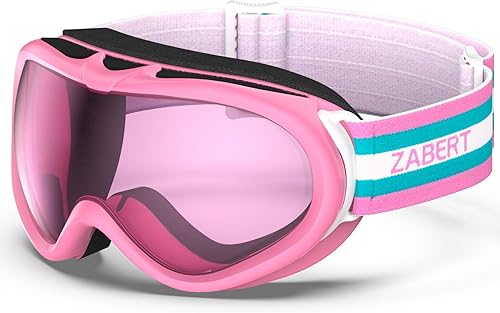 ZABERT Gafas de esquí unisex para niños de 3 a 14 años, gafas OTG de gran tamaño