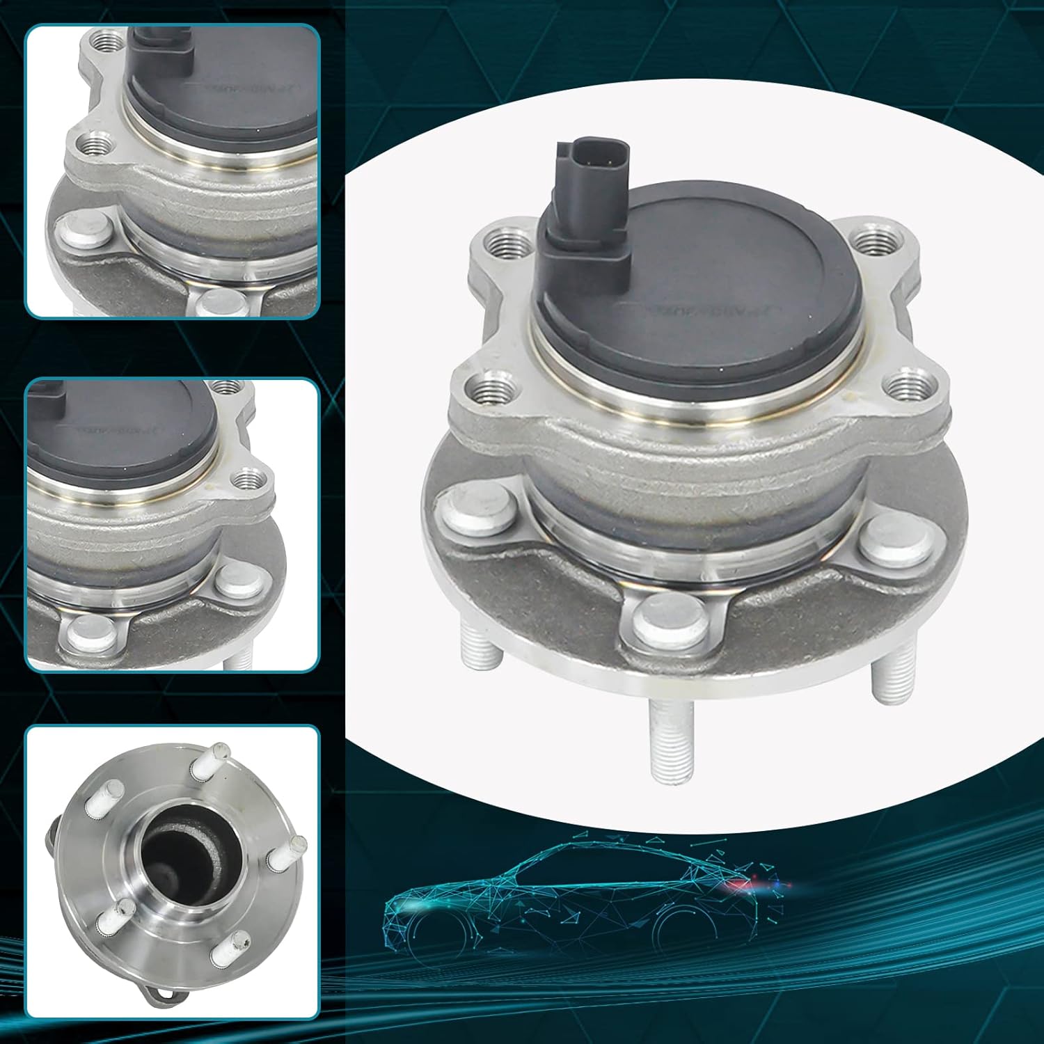 IRONTEK Rear Wheel Hub and Bearing Assembly 512466x2 (5Lugs W/O Active Park Assist) FITS for Ford 2012-2018 Focus 2PCS