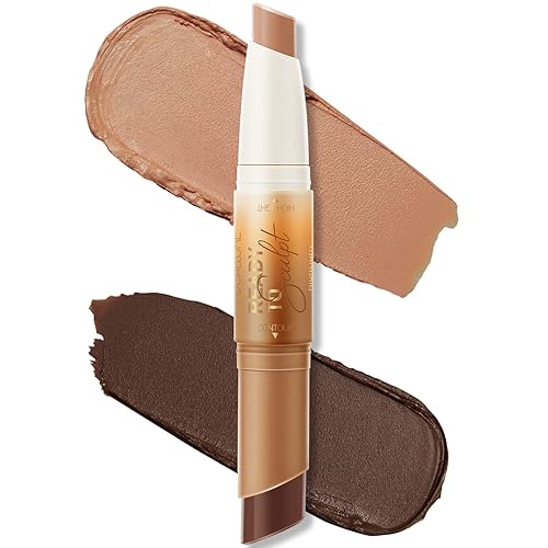 FOCALLURE Lápiz bronceador e iluminador crema 2 en 1, lápiz de contorno no graso y que no se seca, fácil de crear un acabado mate natural, larga