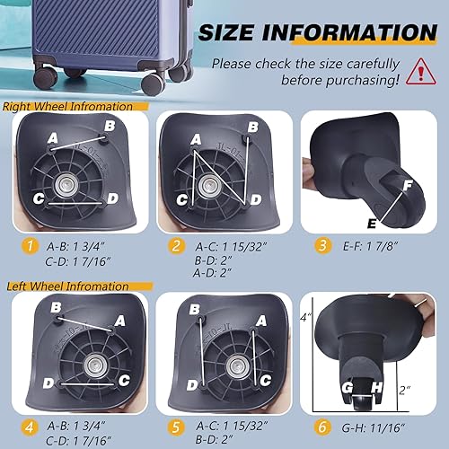 Miniatura 2 de Repuesto de rueda de equipaje reparación maleta bolsa piezas Spinner ruedas ruedas ruedas (W041-L-a par 2 piezas)