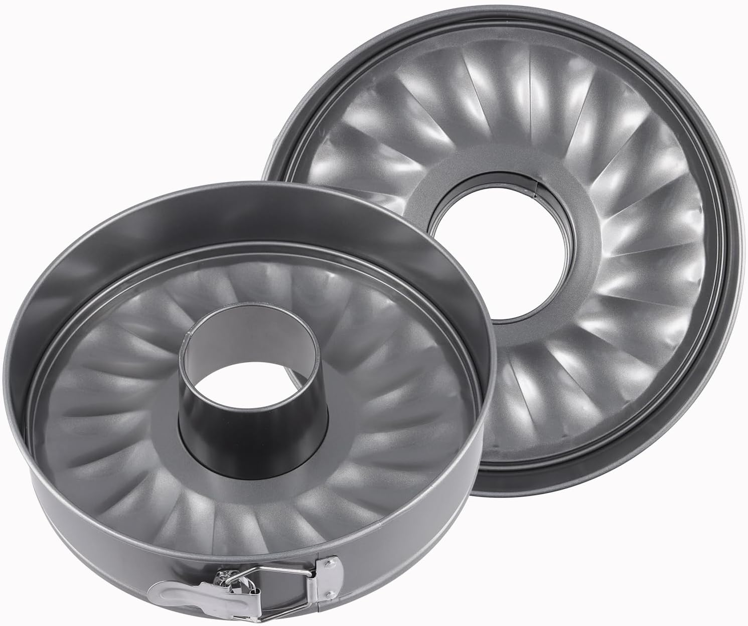FUNSUEI Set of 2 Springform Baking Moulds, 26 cm and 24 cm, Black Grey Cake Tin, Round Baking Moulds for Cheesecakes, Tarts, Desserts image 5
