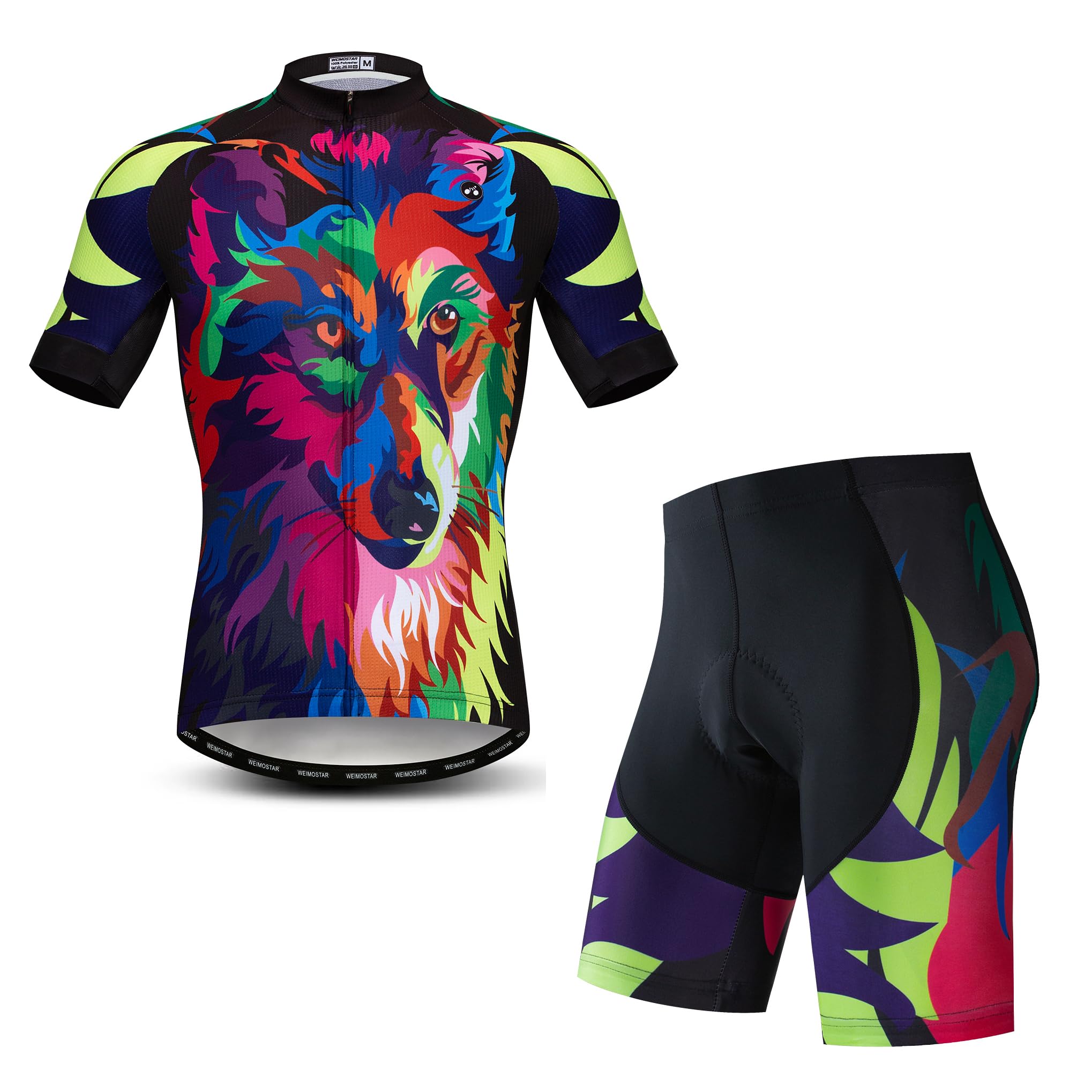 Hotlion Men's Cycling Jersey Sets Gel Pad Summer Bike Clothing Suit Breathable Bike Clothes with 3 Rear Pockets