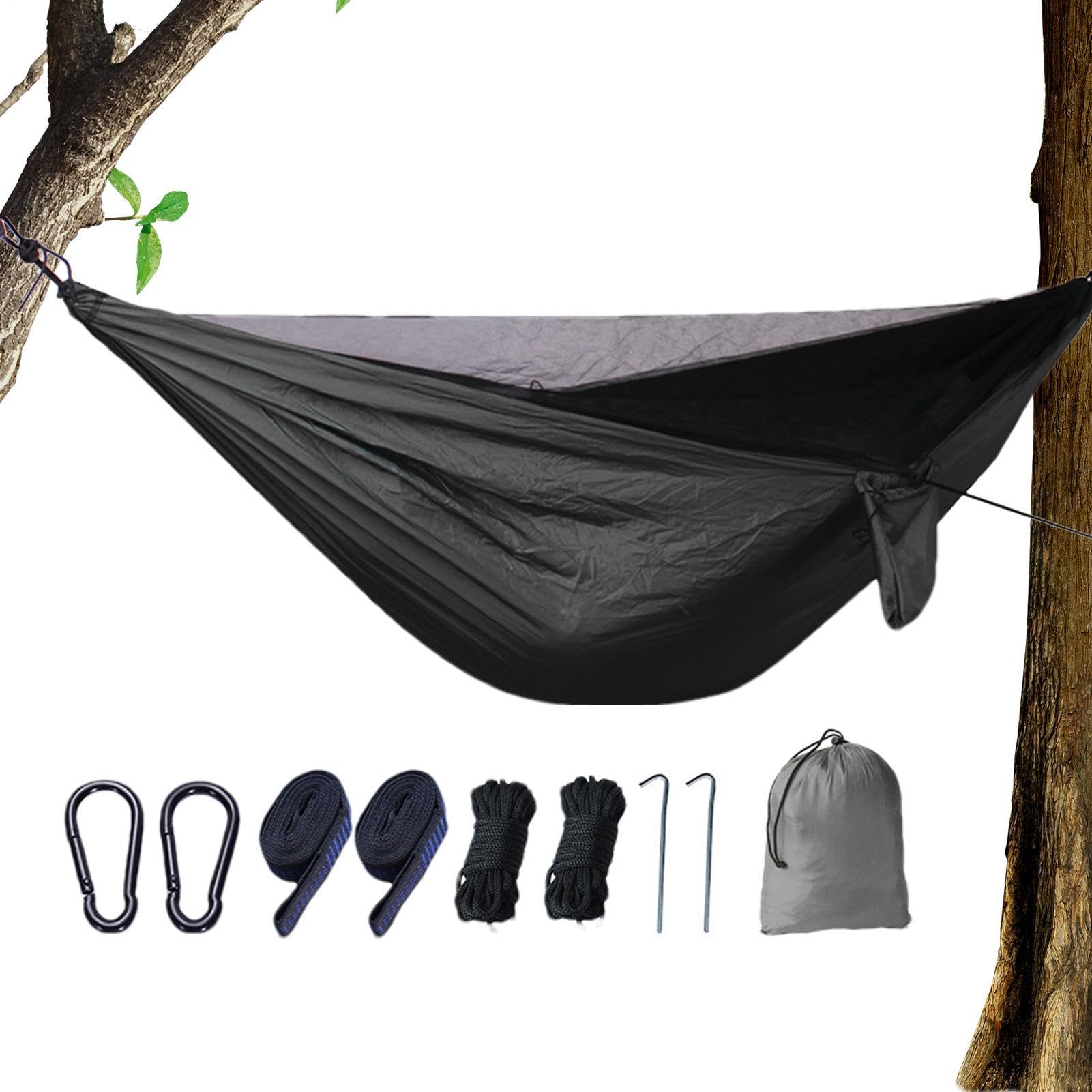 Hamac Avec Moustiquaire Pliable, Équipement Camping, Bâche, Moustiquaire | Forte capacité de charge Pour Plage, Backpacking, Pique-Nique Jardin, Camping, Activités Nature, Aventuriers Plein Air