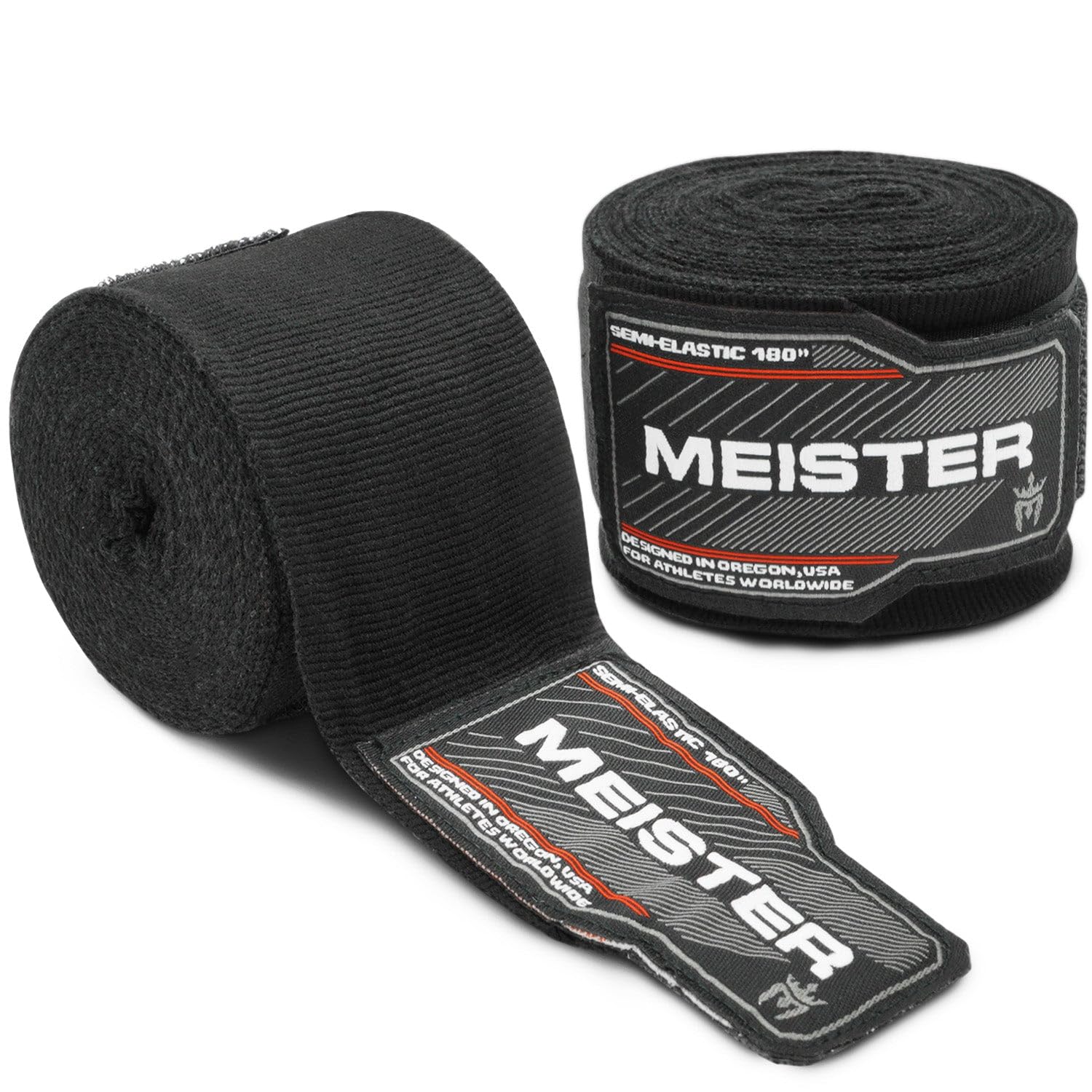 Meister 180 Inch Semi-Elastic Adult Hand Wraps for MMA and Boxing (Pair)