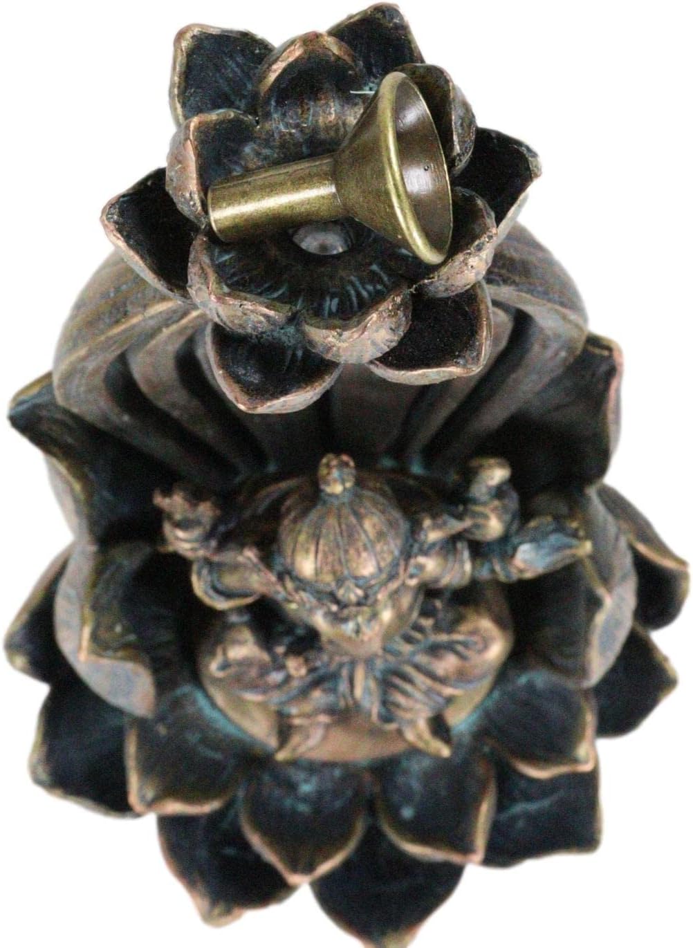 Ebros Gift Hindu God Avatar Ganapati Lord Ganesha with 4 Hands Seated On Lotus Throne Smoke Waterfall Backflow Cone Incense Burner Figurine Hinduism Vastu God of Wisdom Success Altar Accent