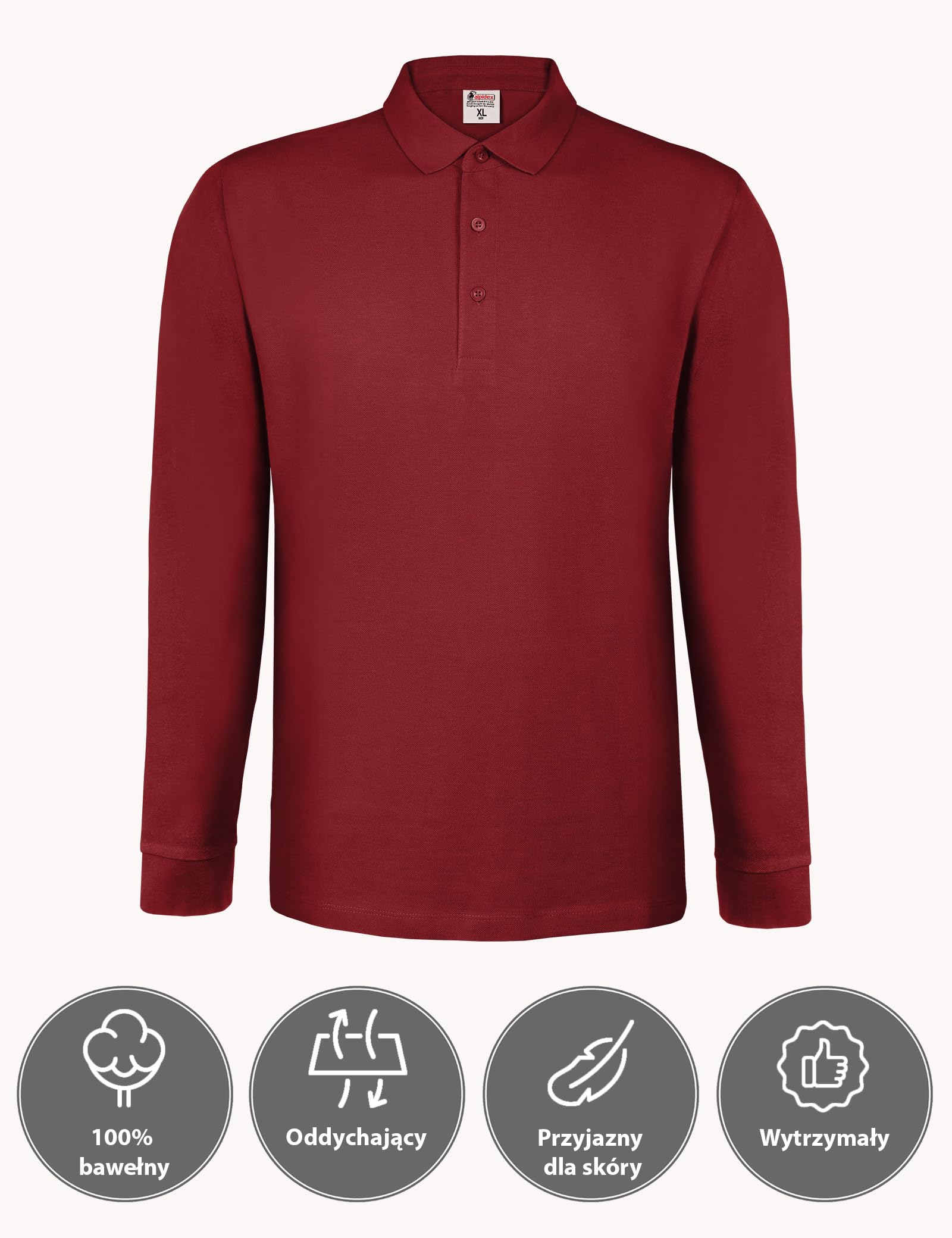 ALPIDEX Polo Męskie 2-Pak 100% Bawełna Koszulki z Długim Rękawem Jednokolorowe S M L XL XXL 3XL 4XL 5XL