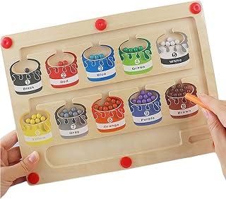Labirinto Cores e Números - Jogo Classificação Brinquedos Montessori, Placa Quebra-cabeças Ímã Madeira para Crianças para Meninas e Meninos