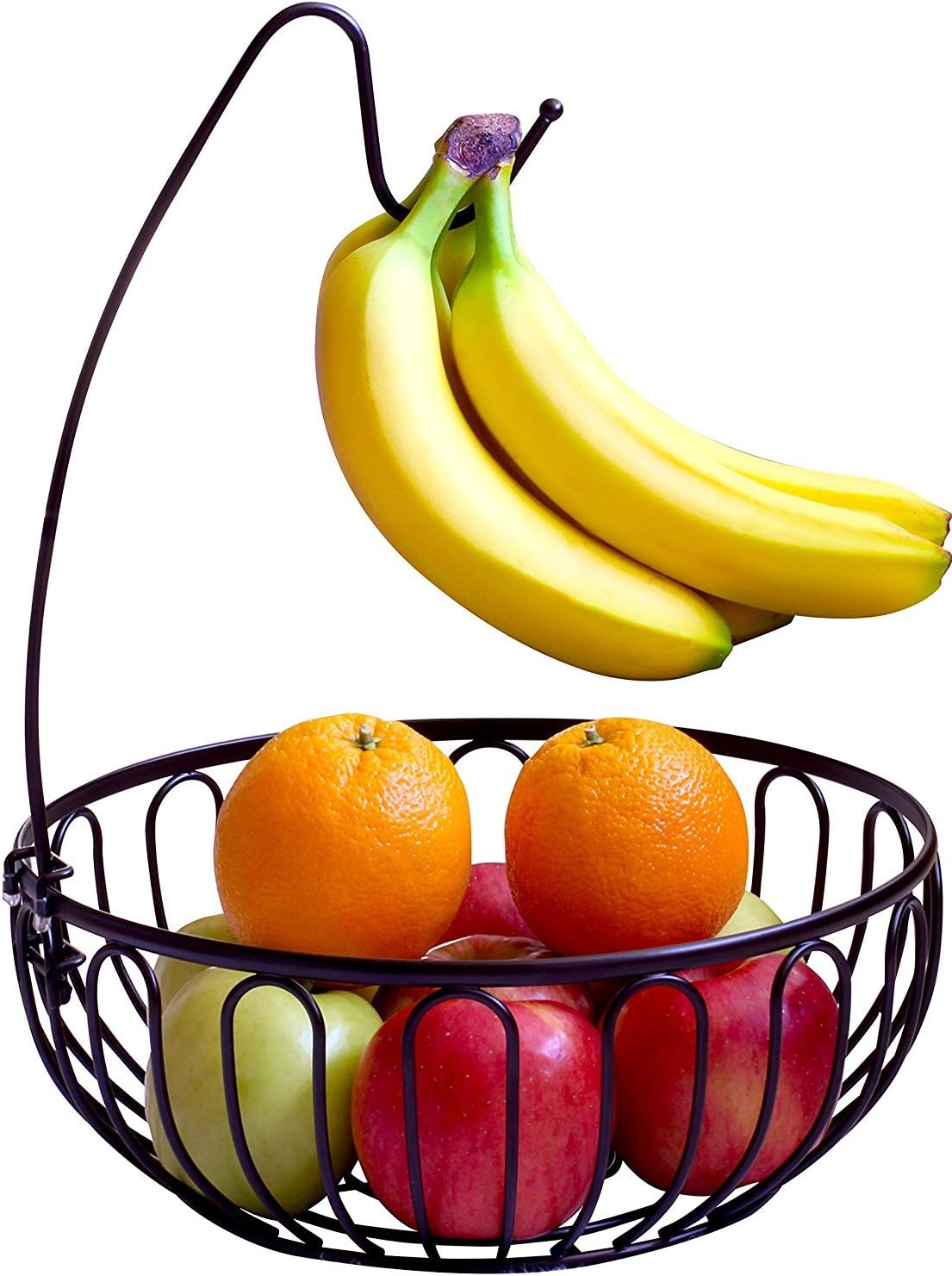 Fruit Bowl with Removable Banana Hanger, Black Large Baskets for Storage