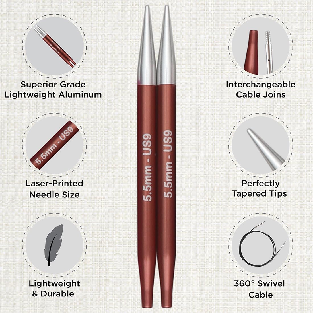KnitPro Zing Interchangeable Needle Set 5" (13cm) Melodies of Life | 8 US Sizes (4 to 11)