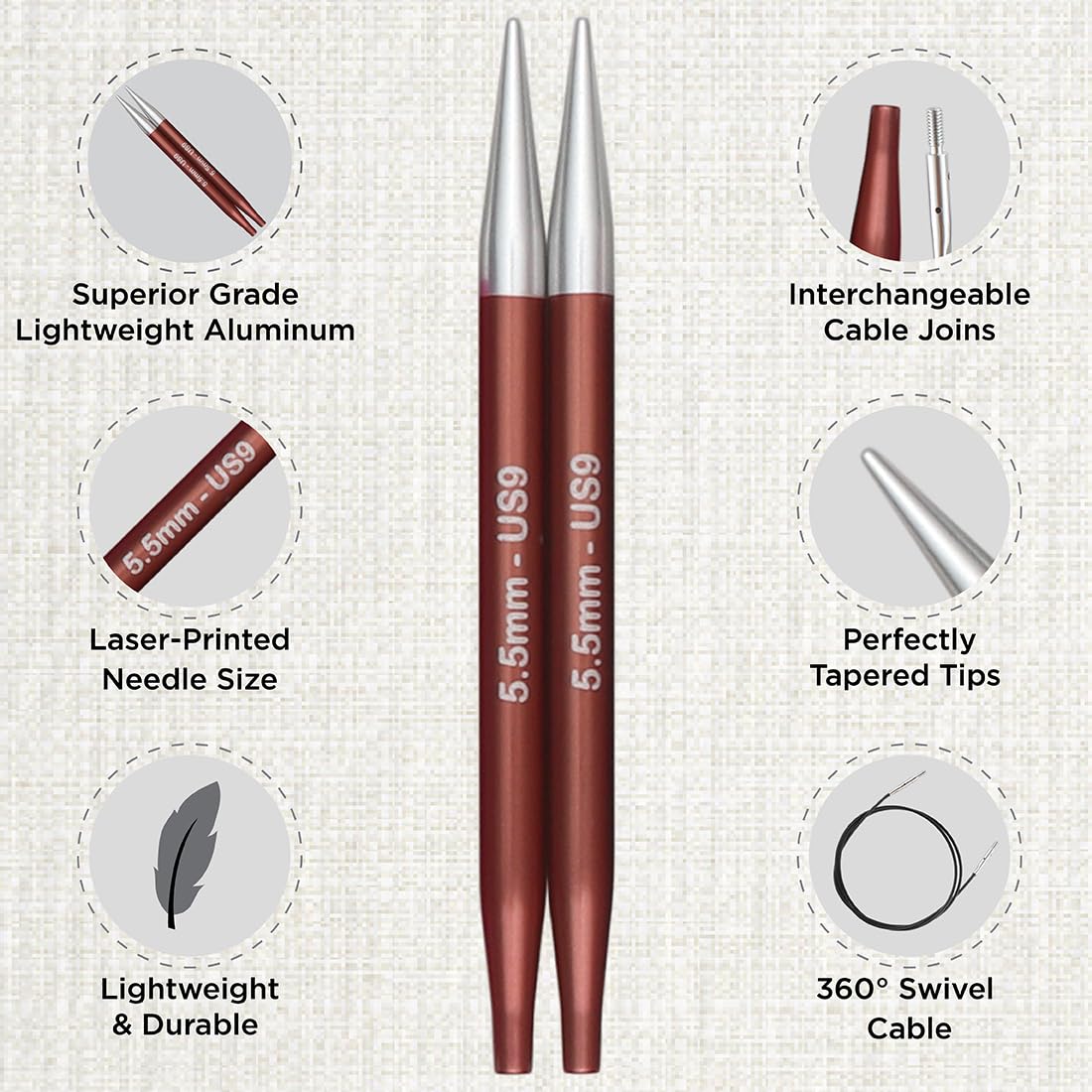 Zestaw upominkowy KnitPro Deluxe, Zing Wymienne okrągłe igły, 3.50-8.00mm z akcesoriami