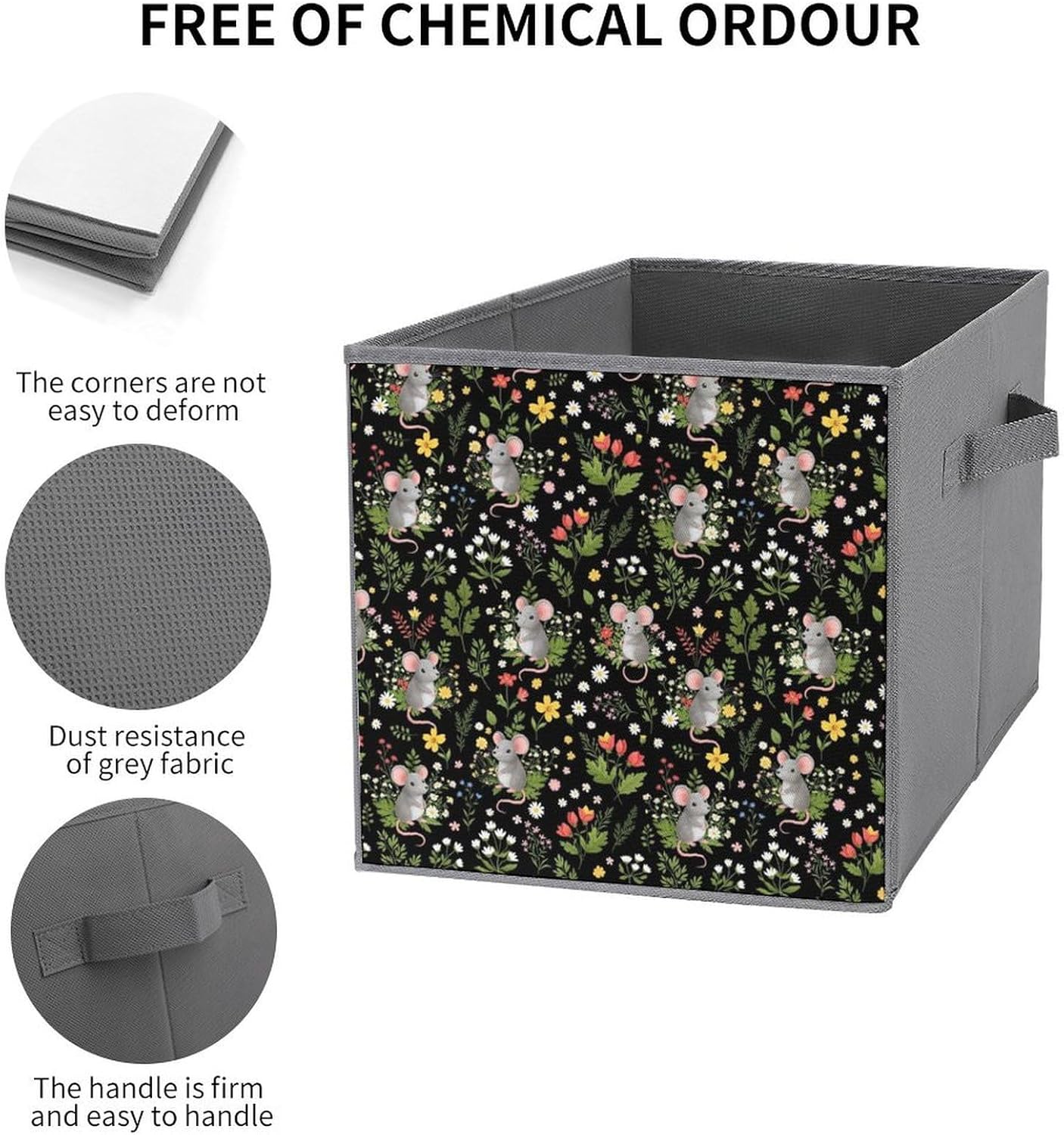 Foldable Storage Box with Handles Goth Gothic Moon Cute Mushroom, Durable Collapsible Cube Bin for Organizing Toys, Books, Clothes, Versatile Home & Office Solution