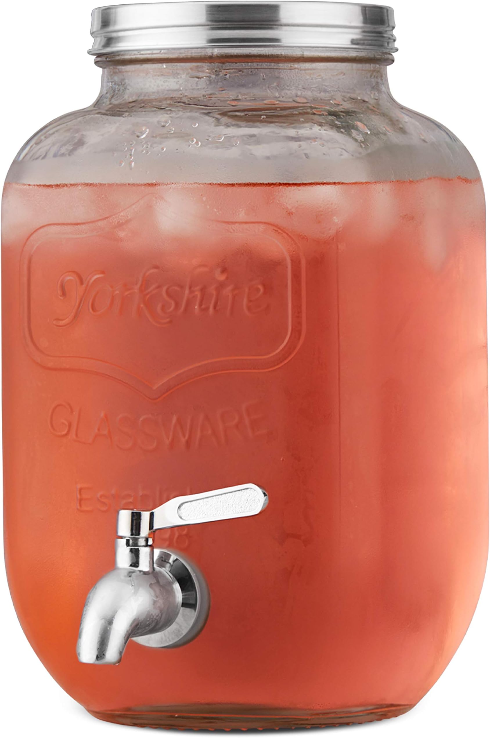 Glass Drink Dispenser Party Supplies 1 Gallon With Bamboo Lid, 2 Pack , Drink Machine For Lemonade, Iced Drinks, Kombucha Dispenser For Parties, Weddings Beverage Dispenser With Stand