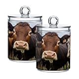 Three Cows 2PC Airtight Transparent Plastic Storage Jar, Food Storage Container, Can Store Candy, Salt, Coffee Beans, With lid, Easy To Use