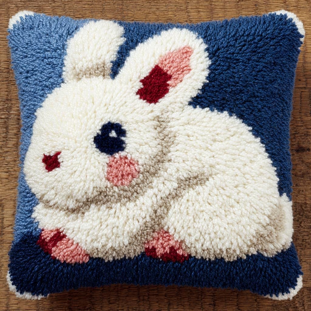 WallustrioaW Latch Hook Pillow Case Kits,Animal Rabbit