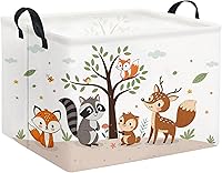 Vista 52 de HIYAGON - Cesta de Animales del Bosque Rectangular, Cesta de Almacenamiento para Bebé, Caja Organizadora de Almacenamiento, Caja de Decoración