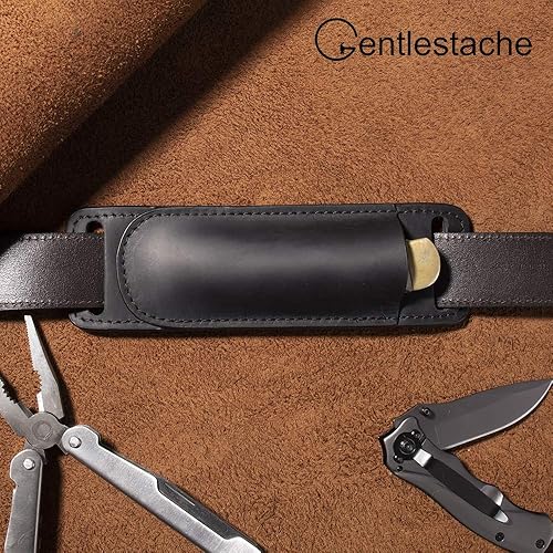 Vista 21 de Gentlestache Fundas de cuero para cinturón, funda de cuchillo, funda de cuchillo de bolsillo, funda de cuero EDC para portacuchillos plegable Marrón