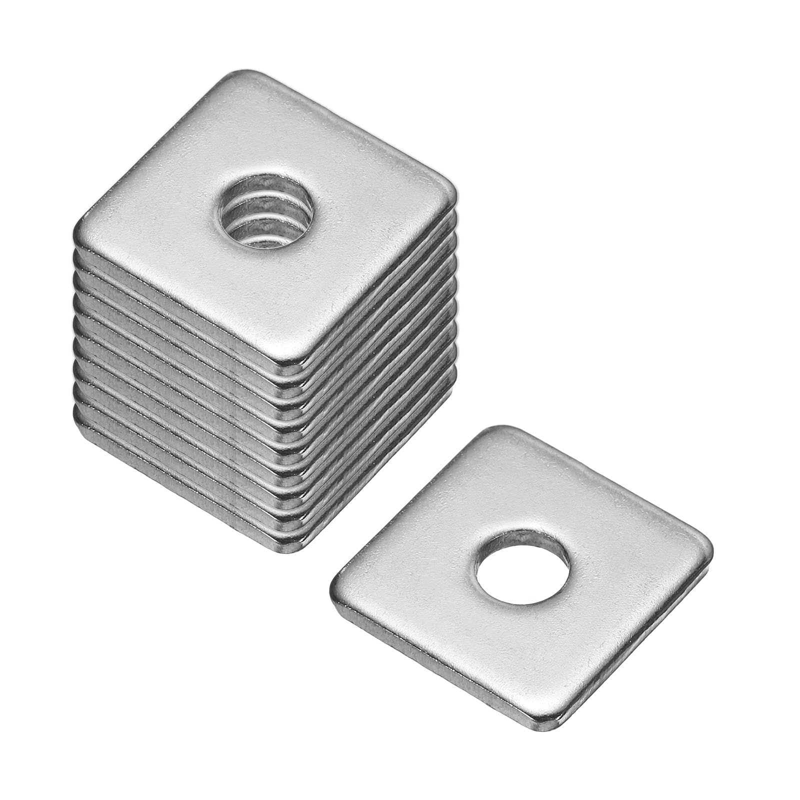 sourcing map Square Washer, 10Pcs M6x20x20x2mm 304 Stainless Steel Square Plate Washers Flat Pad Spacer Gasket for Hardware Fastener