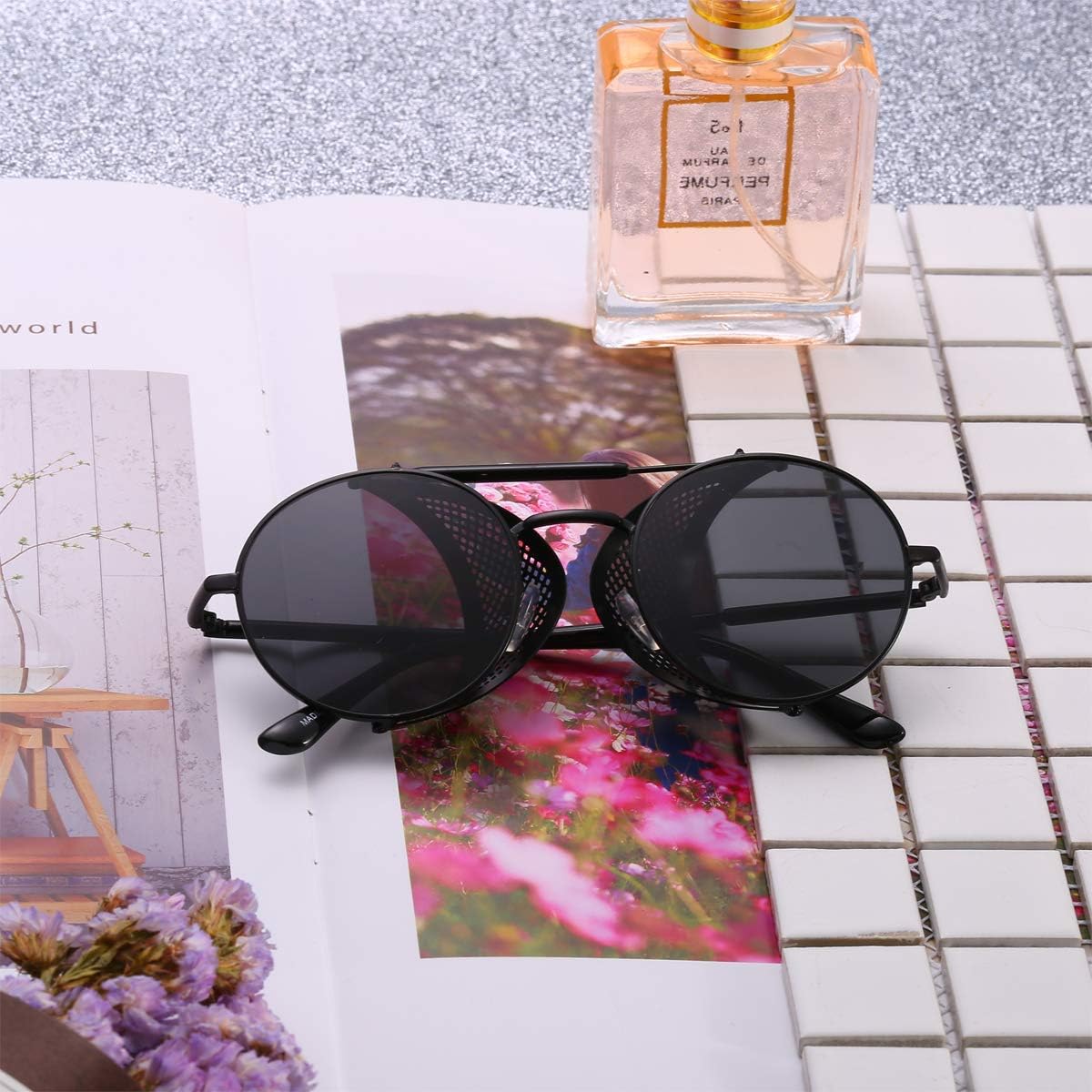 Dollger Steampunk Style Round Vintage Sunglasses Retro Eyewear UV400 Protection for Men Women