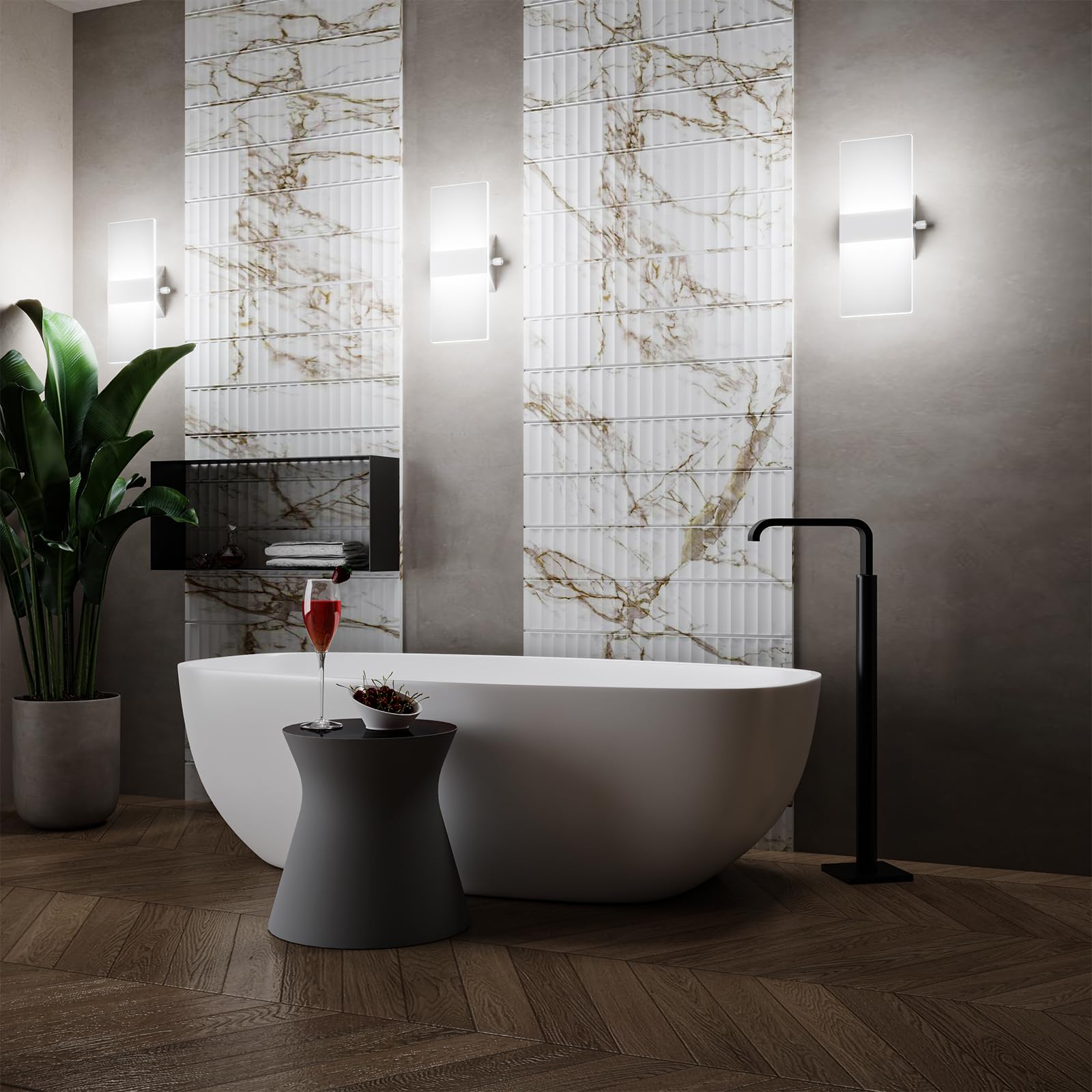 ChangM 2 Pezzi LED Lampada da Parete Interno 12W Può Regolare la Luminosità del 10% -100% Moderno Applique da Parete Interni Lampada a Muro in Acrilico,Bianco Freddo 6000K
