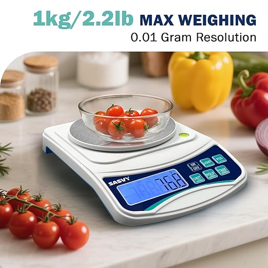 Balanza Digital SASVY 1000g x 0.01g Precisión Científica Laboratorio miniatura 2