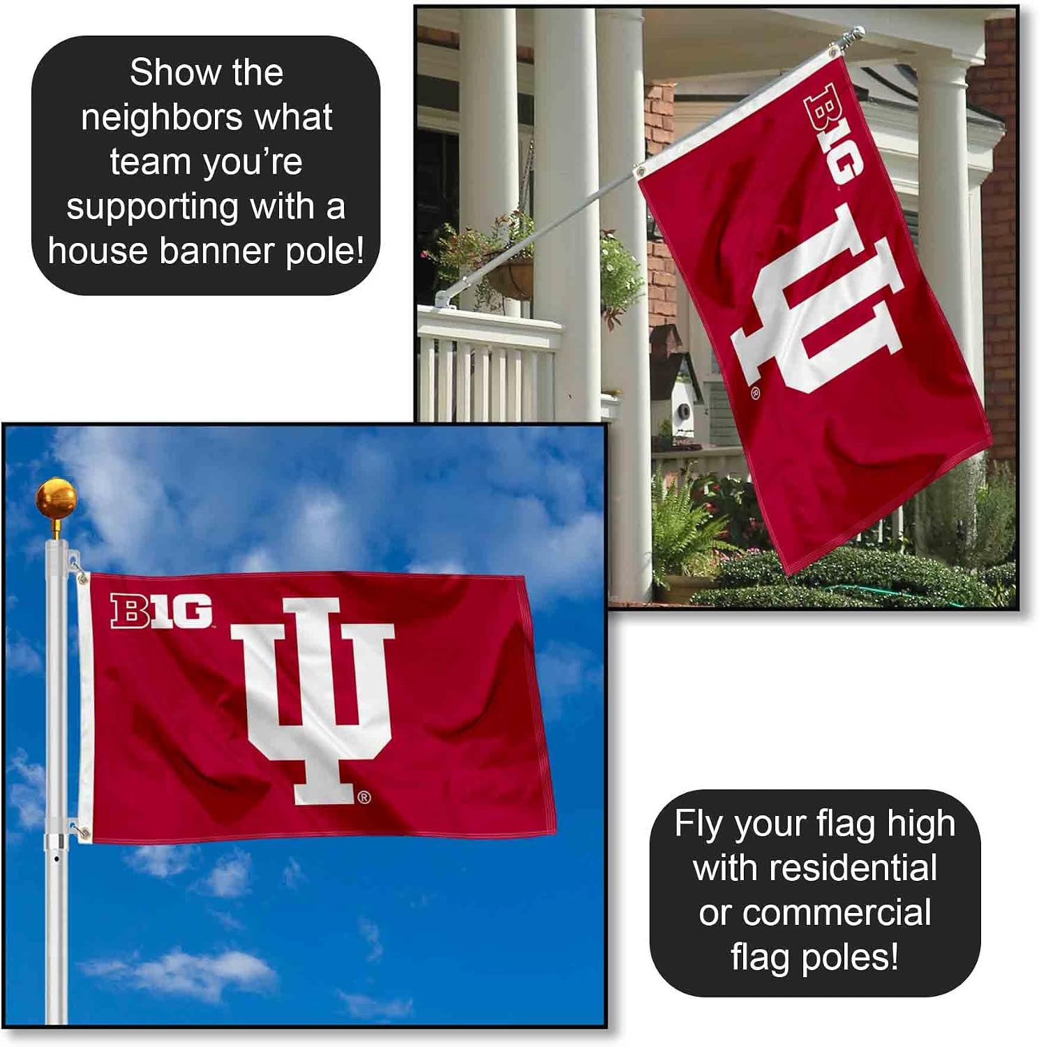 Indiana Hoosiers Big 10 3x5 Flag