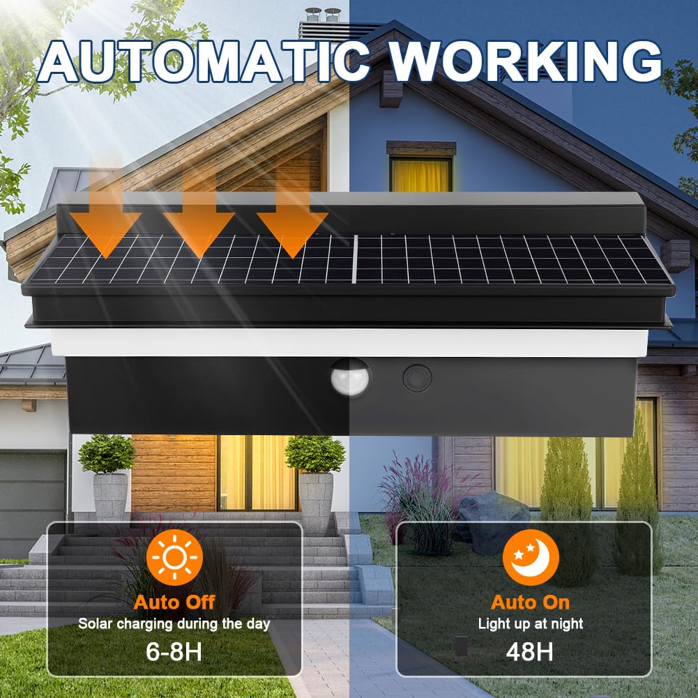 HOTUT Solar Lights Outdoor Motion Sensor, Wall Lights Outdoor IP65 Waterproof, 4 Lighting Modes, IP65 Solar Security Lights - Image 4