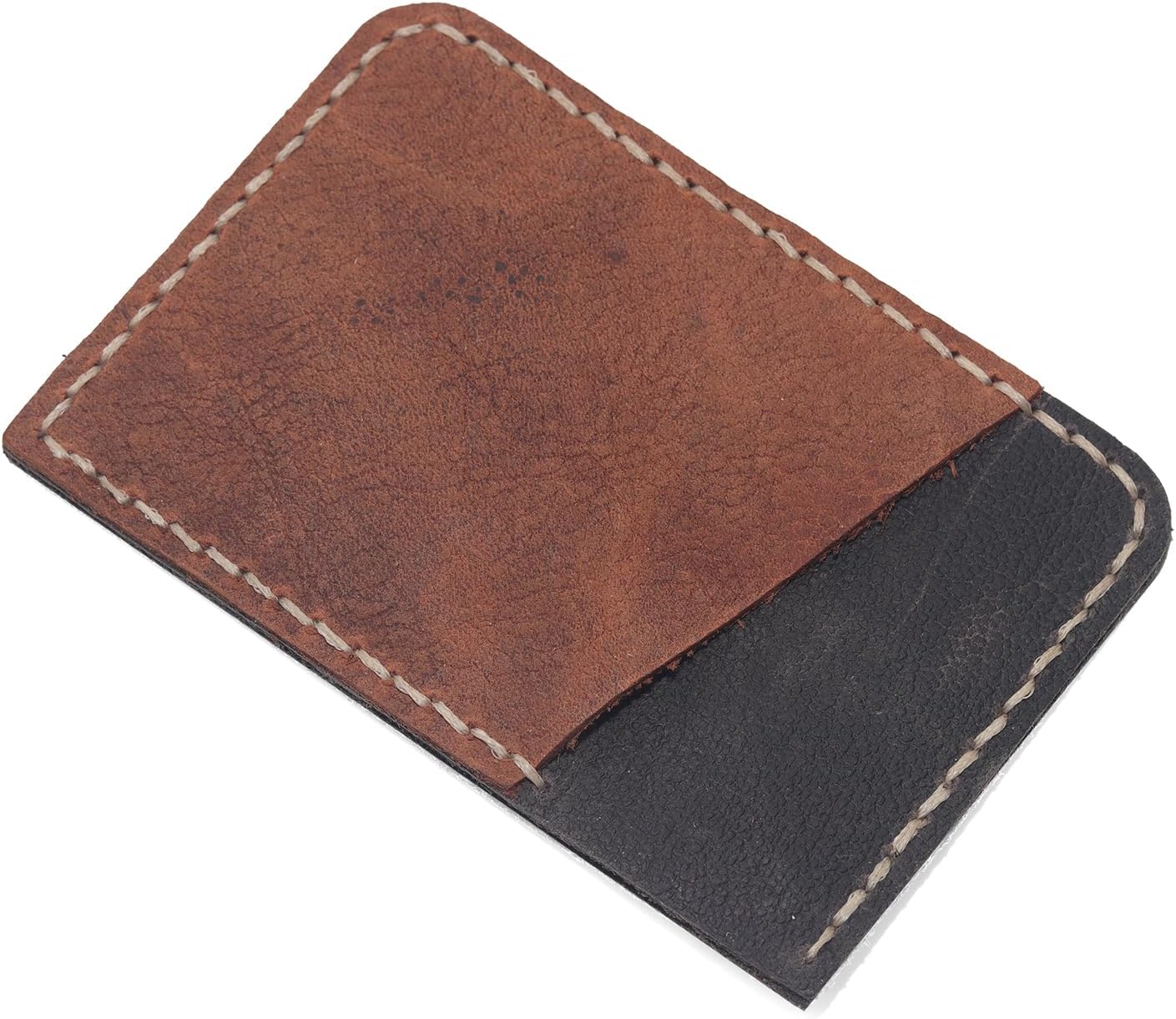 Handmade Genuine Leather Slim Front Pocket Wallet for Men & Women - Ultra Thin Minimalist Card Holder with Cash Slot (4.2×2.8×0.1 inches) - Brown & Black Contrast Design, Perfect Everyday Carry & Gift - Image 8