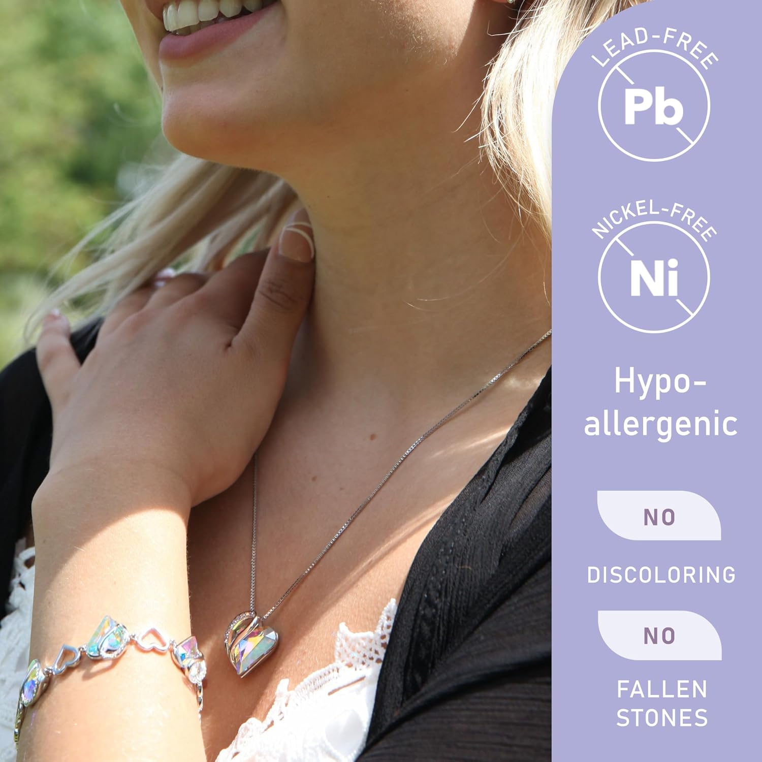 Leafael Valentine's Day Gift Necklaces for Women, Infinity Love Birthstone Heart Crystal Pendant, Birthday Anniversary Jewelry for Wife, Mom, and Her, Silver Plated, 18" + 2" Adjustable Chain - Image 2