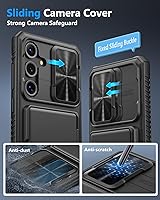 Vista 4 de ATATOO for Samsung Galaxy S25 FE Case Wallet, Built-in Card Holder (3-5 Cards) [RFID Blocking] & Slide Camera Cover, Military Grade Protection