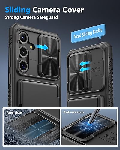 Miniatura 4 de ATATOO Funda tipo cartera para Samsung Galaxy S25 FE, tarjetero integrado (3-5 tarjetas) bloqueo RFID y cubierta de cámara deslizante, protección de