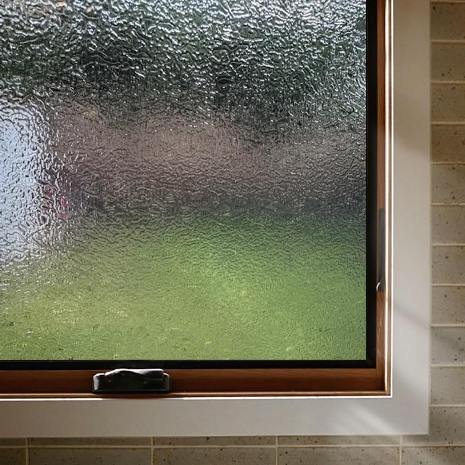 Window Privacy Film, Ripple Decorative Static Cling Glass Sticker No Glue Removable Window Tint with Installation Tools, Anti-UV Front Door Glass Covering for Home, 35.4" x 78.7"