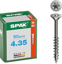 SPAX Stainless Steel Wood Screws, 4 x 35 mm, 90 Pieces, Partial Thread, Countersunk Head, T-STAR Plus T20, 4CUT, A2 Stainless Steel - 8000000276460