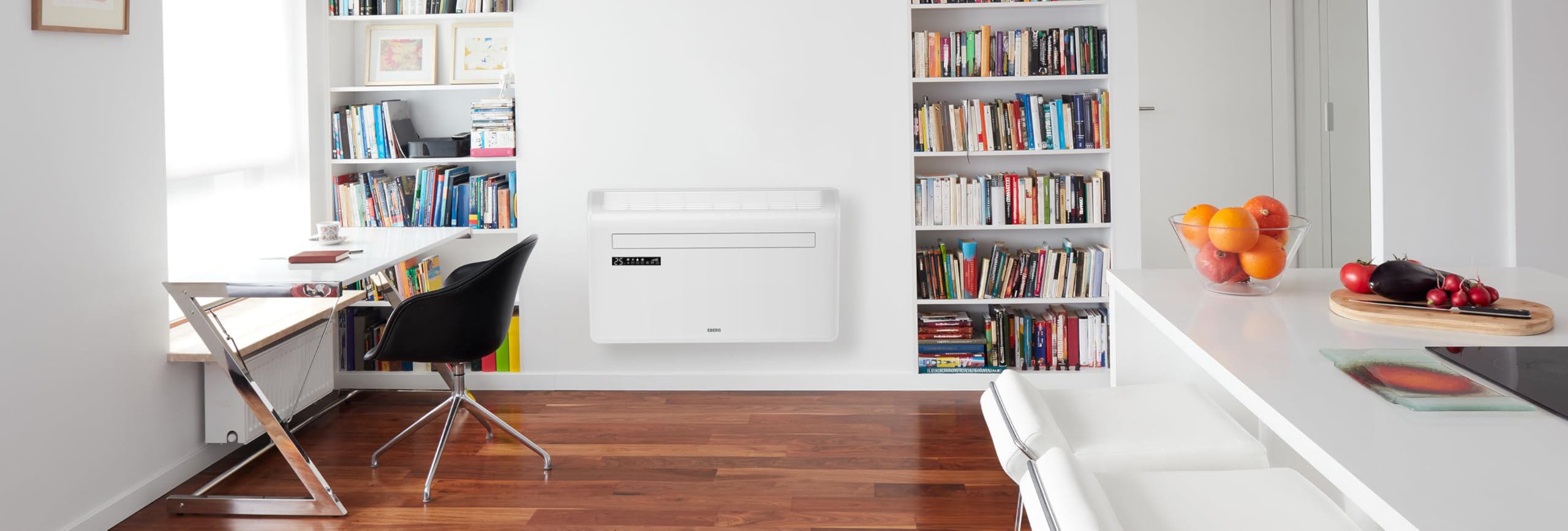 EBERG MONOBOX MB10S1 klimatyzator ścienny monoblok 10000 BTU, bez jednostki zewnętrznej, WiFi, grzanie, osuszacz, klimatyzacja ścienna z funkcją ogrzewania, biały